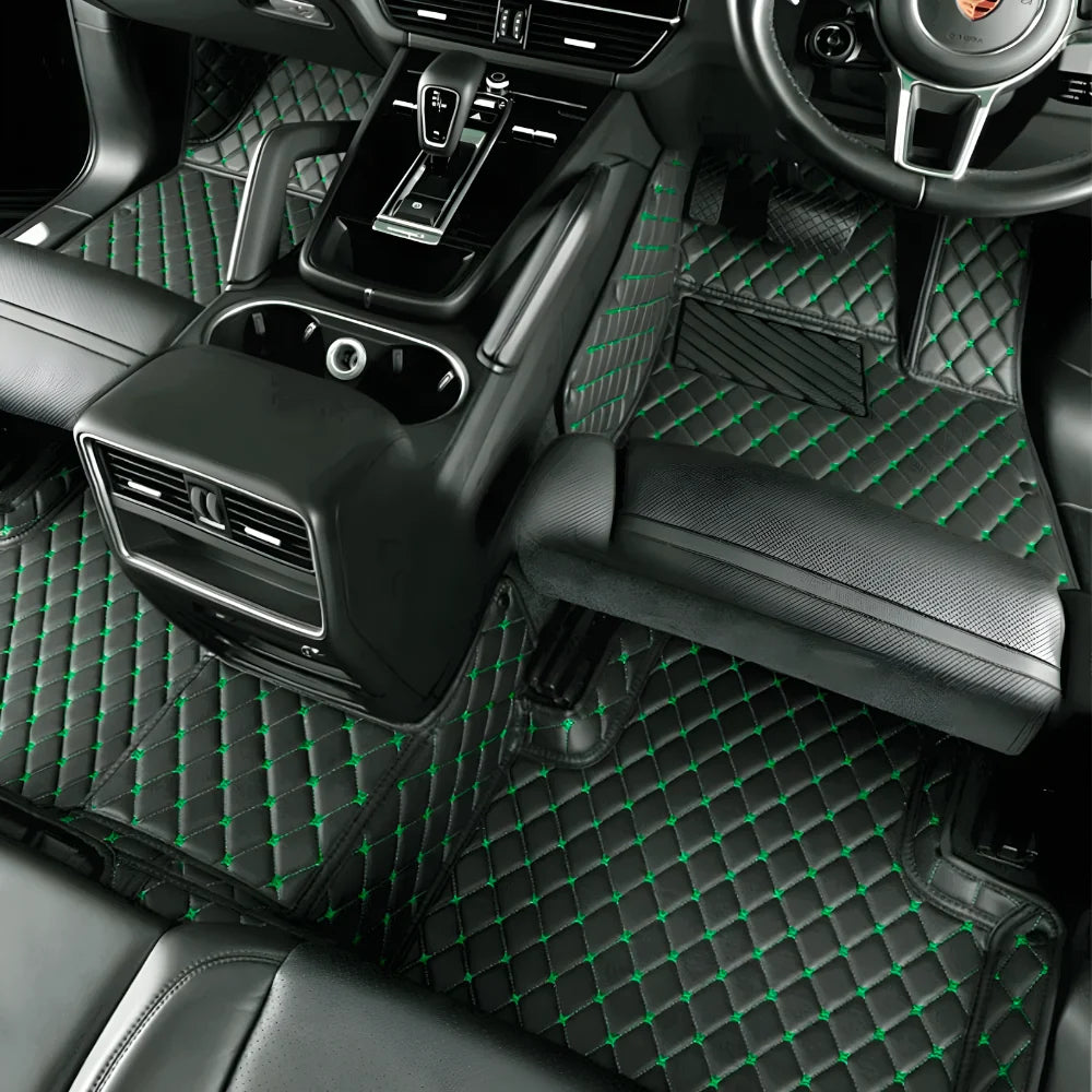 Black & Green custom-fit car floor mats by EliteCarSeat