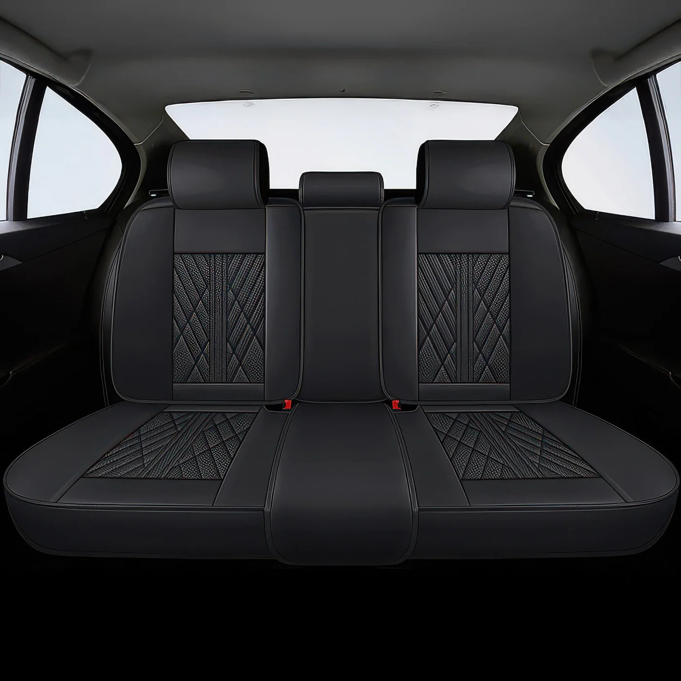 Elite Car Seat Covers - Black & Pink | Waterproof Leather Car Seat Covers
