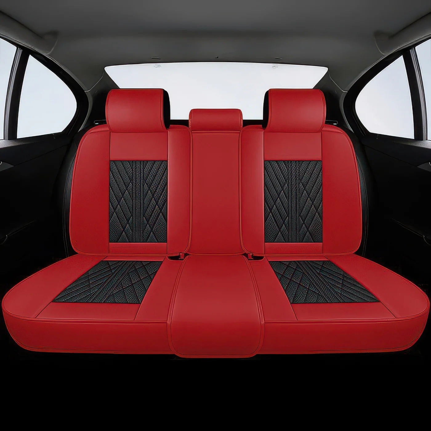 Elite Car Seat Covers - Black & Red | Waterproof Leather Car Seat Covers