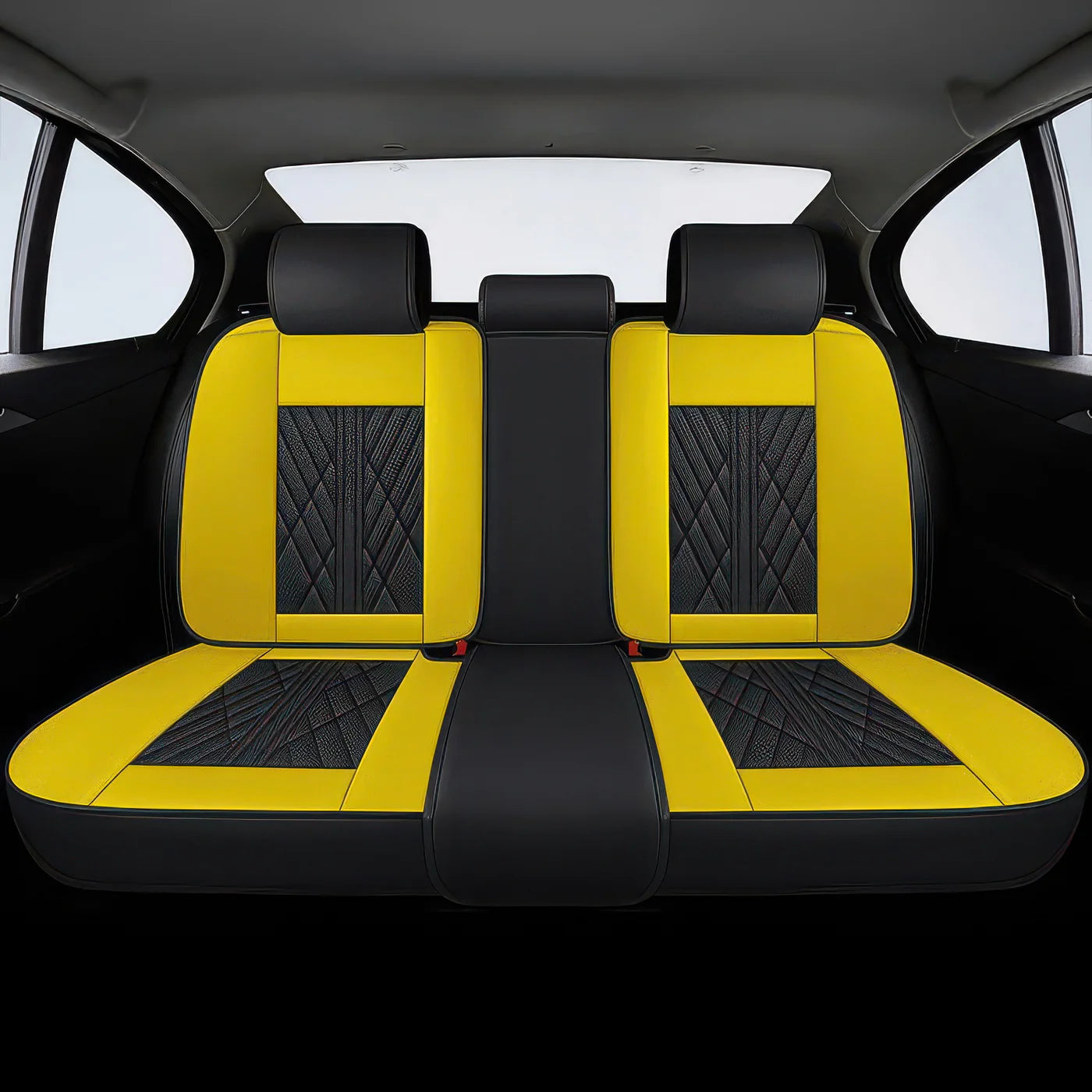 Elite Car Seat Covers - Black & Yellow | Waterproof Leather Car Seat Covers