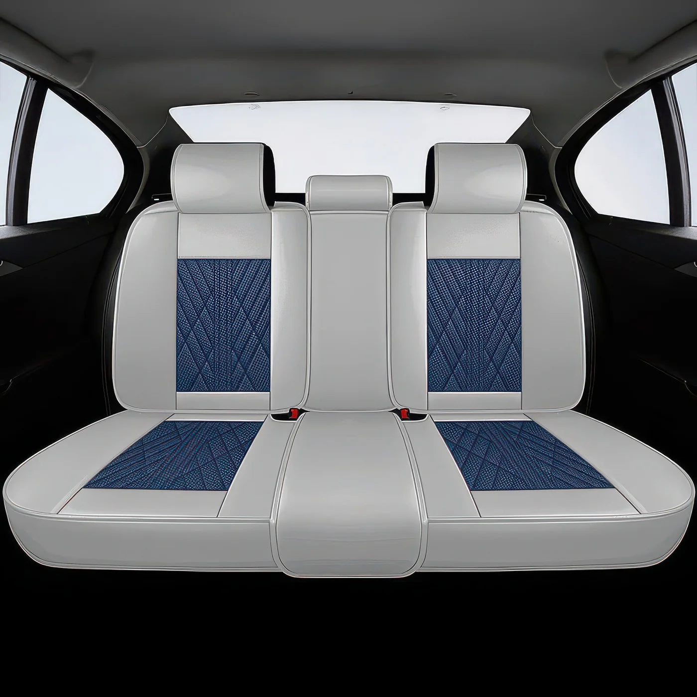 Elite Car Seat Covers - Blue & Gray | Waterproof Leather Car Seat Covers