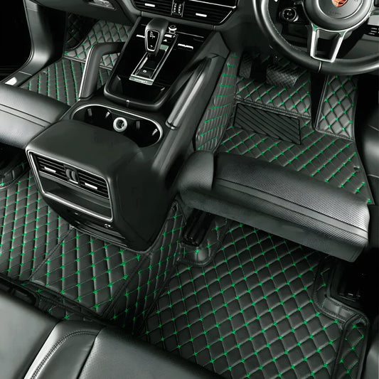 Black & Green custom-fit car floor mats by EliteCarSeat