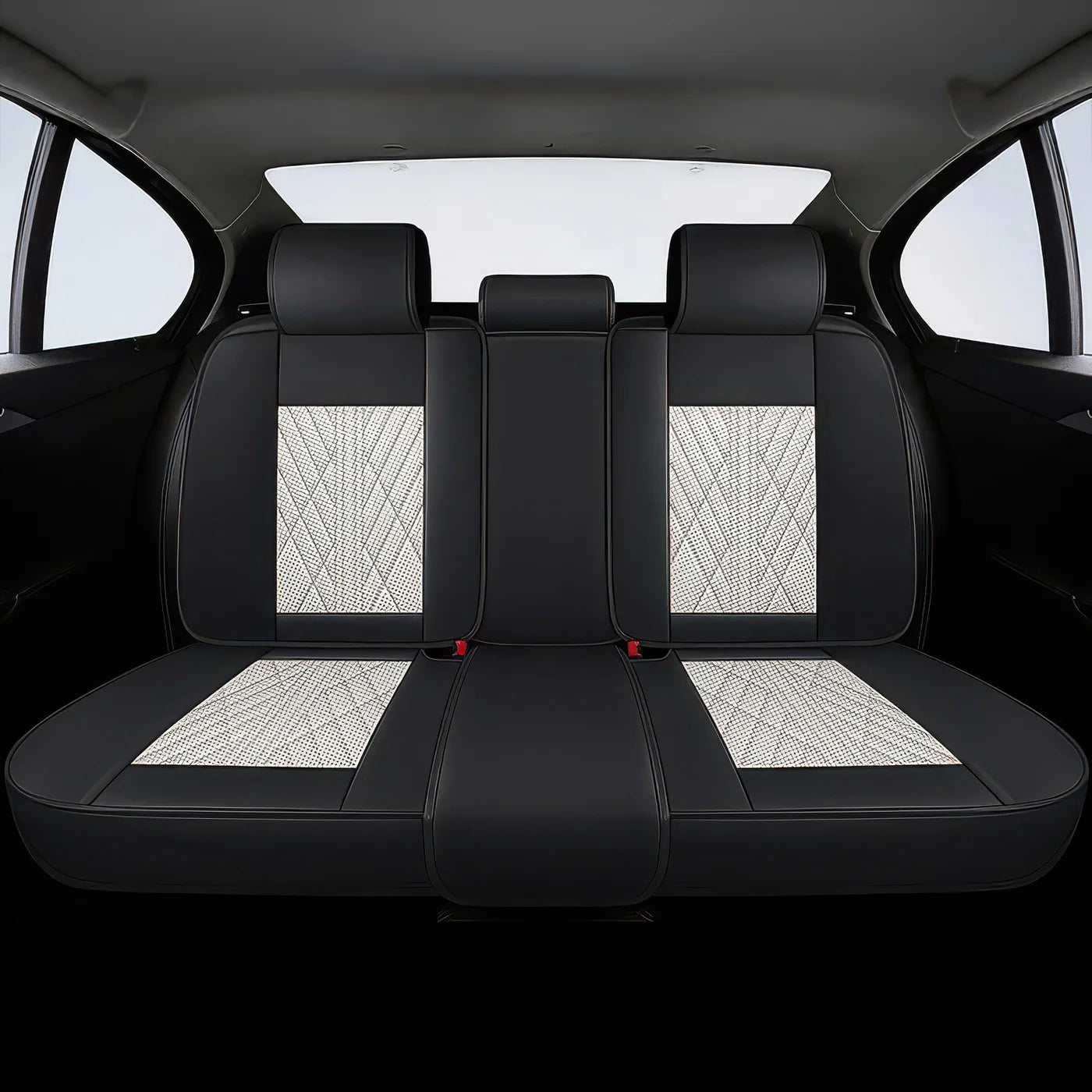 Elite Car Seat Covers - Beige & Black | Waterproof Leather Car Seat Covers