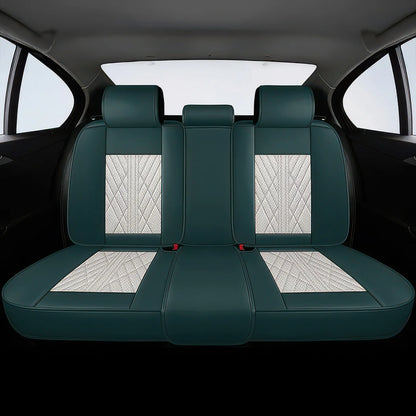 Elite Car Seat Covers - Beige & Green | Waterproof Leather Car Seat Covers