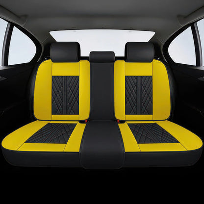 Elite Car Seat Covers - Black & Yellow | Waterproof Leather Car Seat Covers