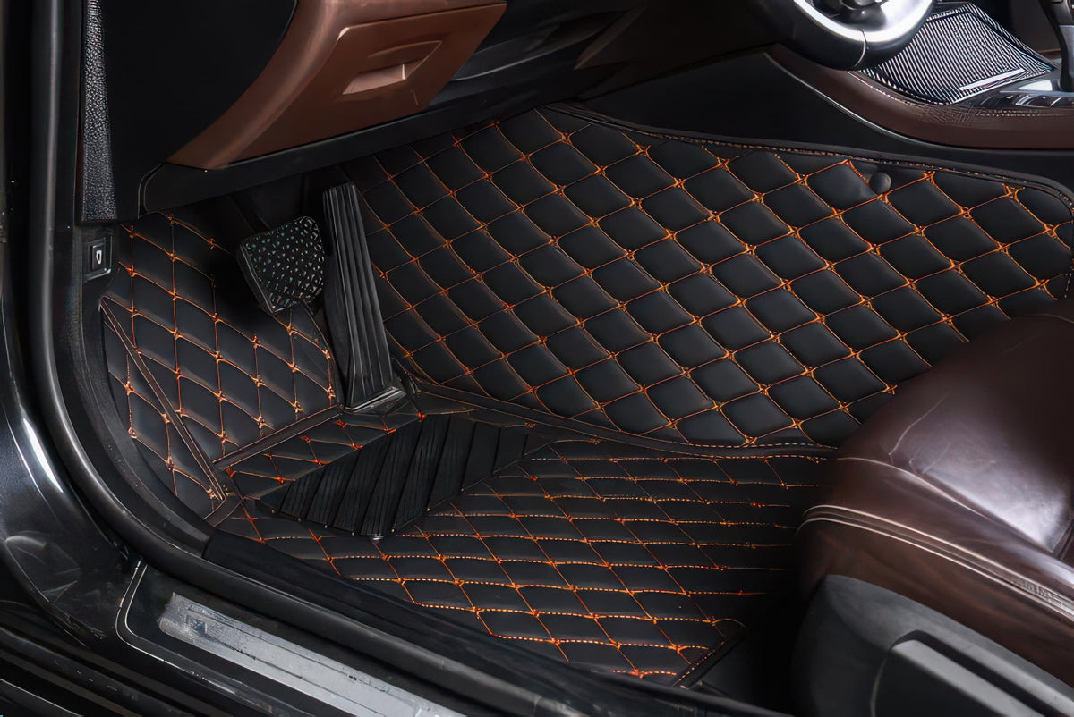 Black & Orange custom car floor mats