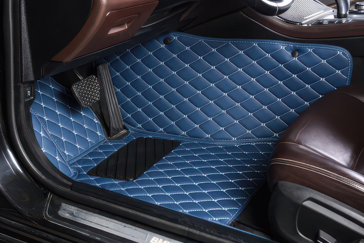 Blue custom car floor mats