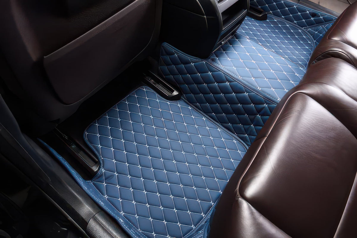 Blue custom car floor mats