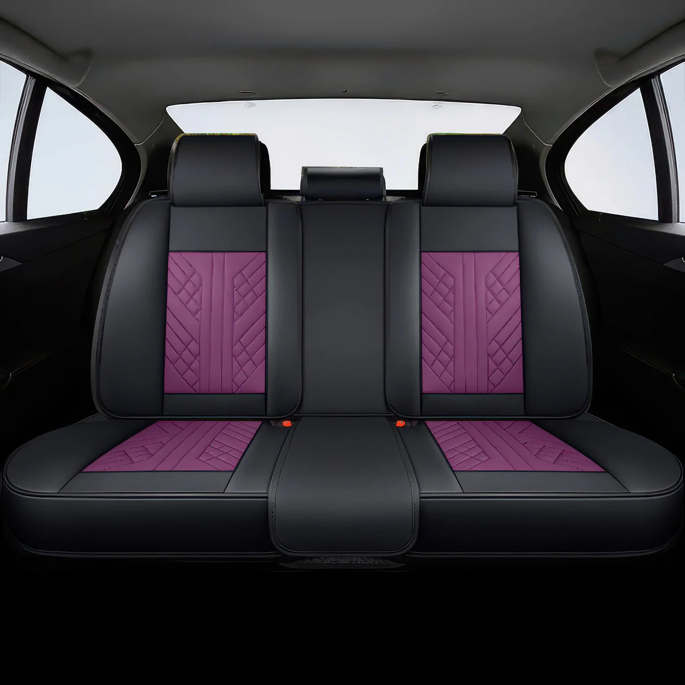 2pcs Purple & Black Car Seat Covers / Waterproof