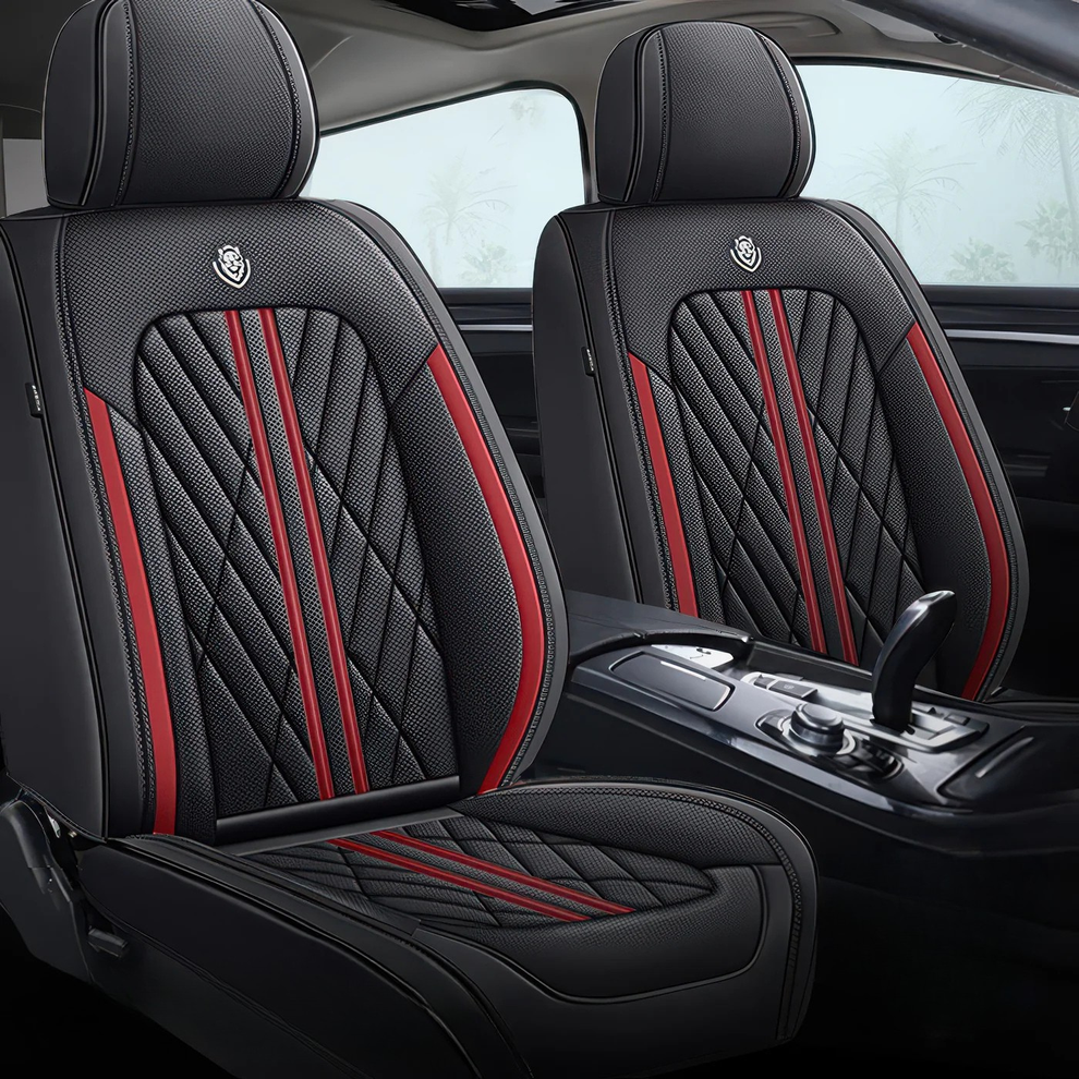 Elite Car Seat Covers - Red & Black | Waterproof Leather Car Seat Cove ...