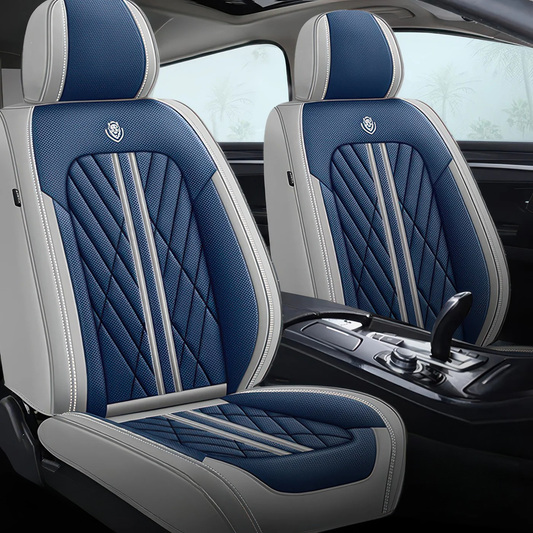 2pcs Blue & Gray Car Seat Covers / Waterproof