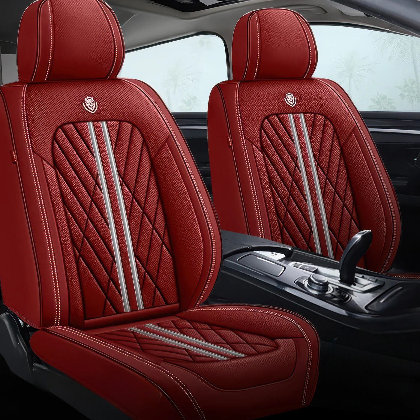 Elite Car Seat Covers - Wine Red | Waterproof Leather Car Seat Covers