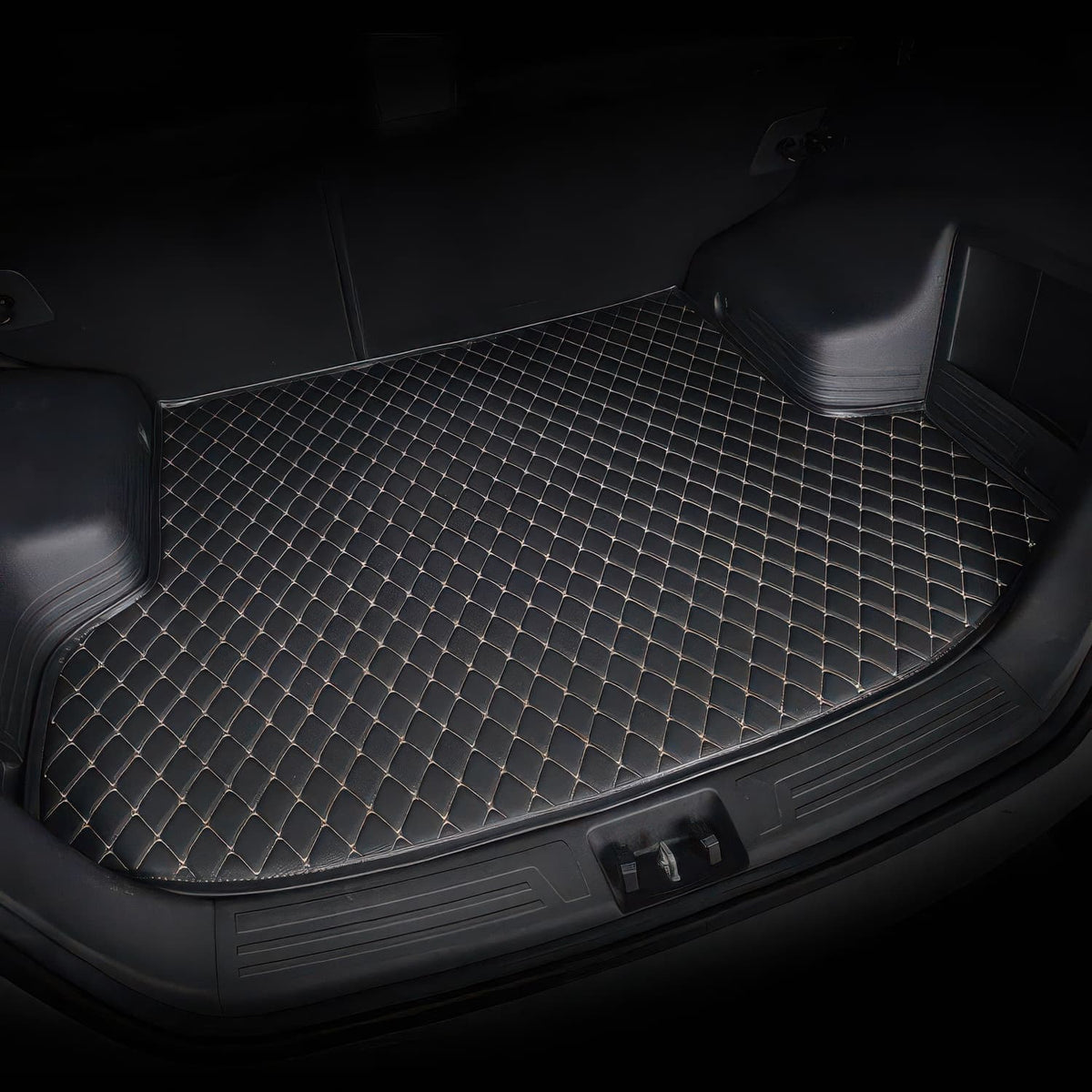 Black & Beige custom car boot mat