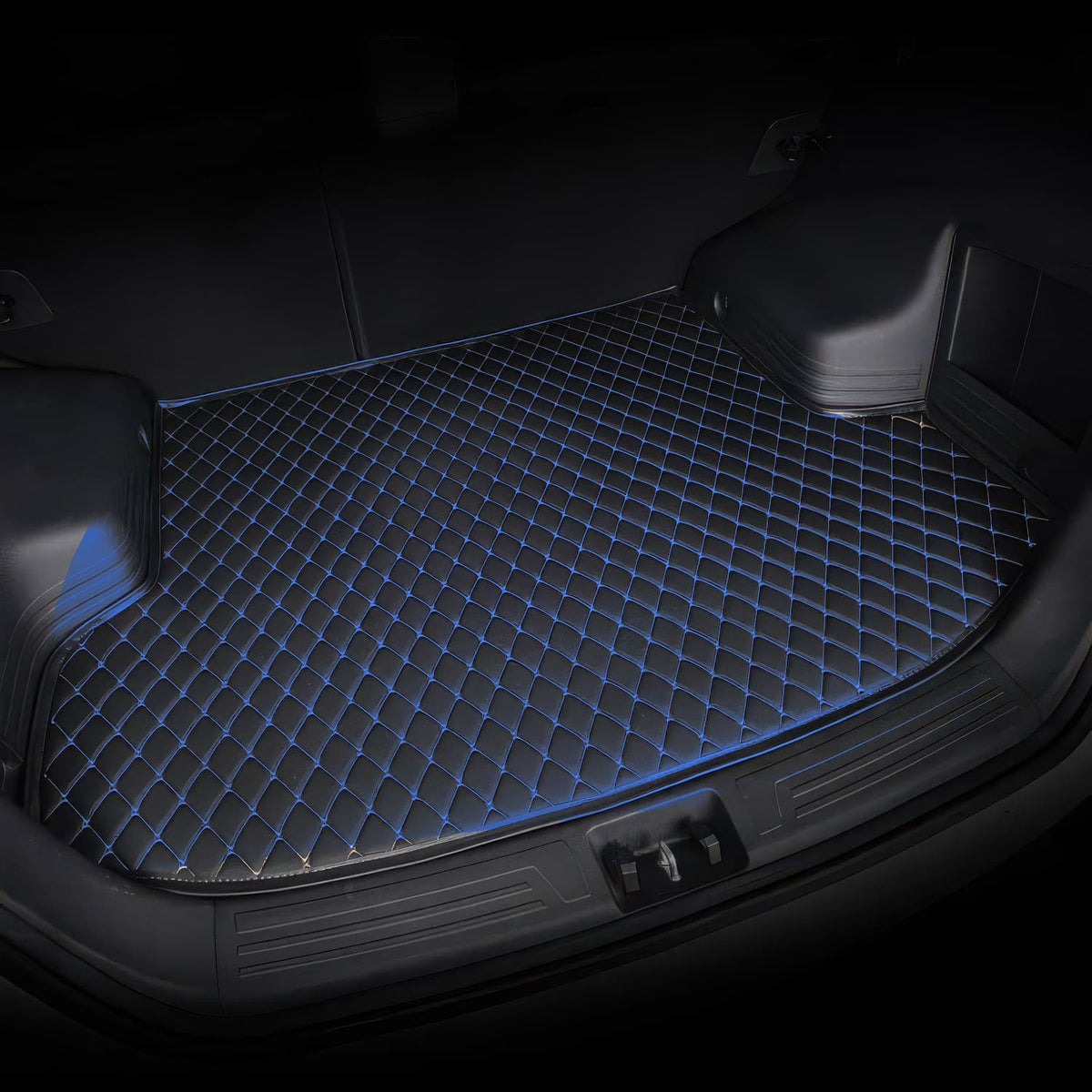 Black & Blue custom car boot mat