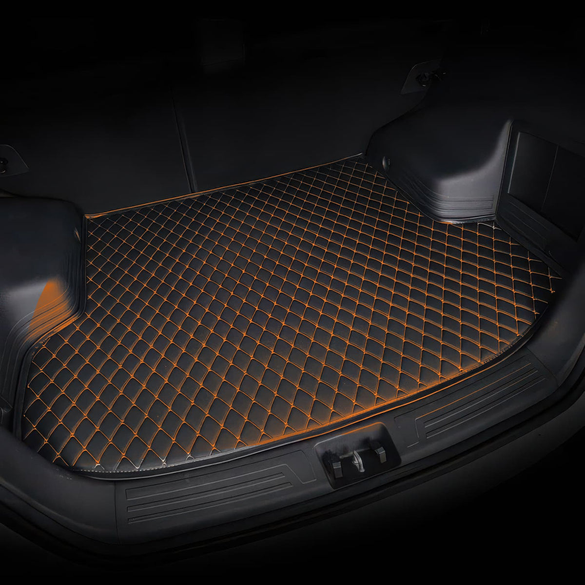 Black & Orange custom car boot mat