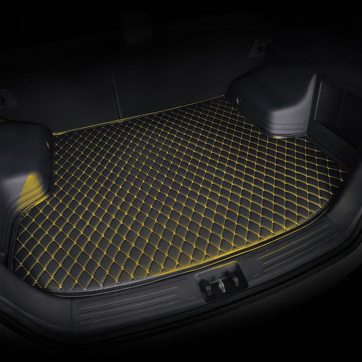 Black & Yellow custom car boot mat