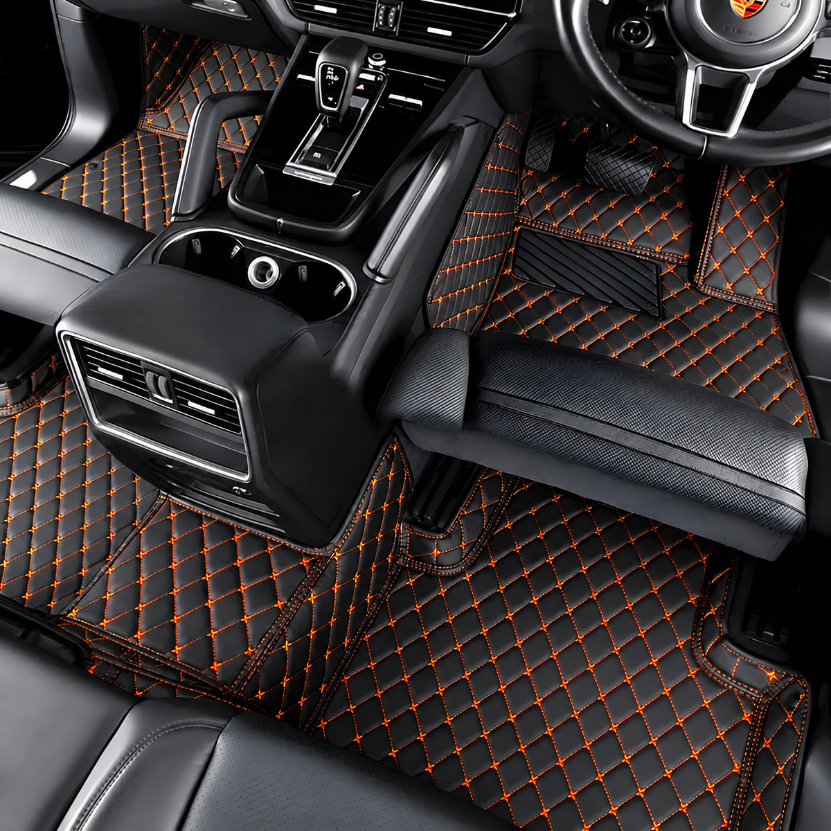 Black & Orange custom car floor mats