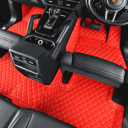 Red custom car floor mats